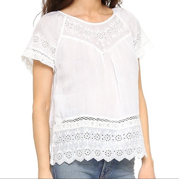 Joie Embroidered-Eyelet Short Sleeve Top - Picture 2 of 10